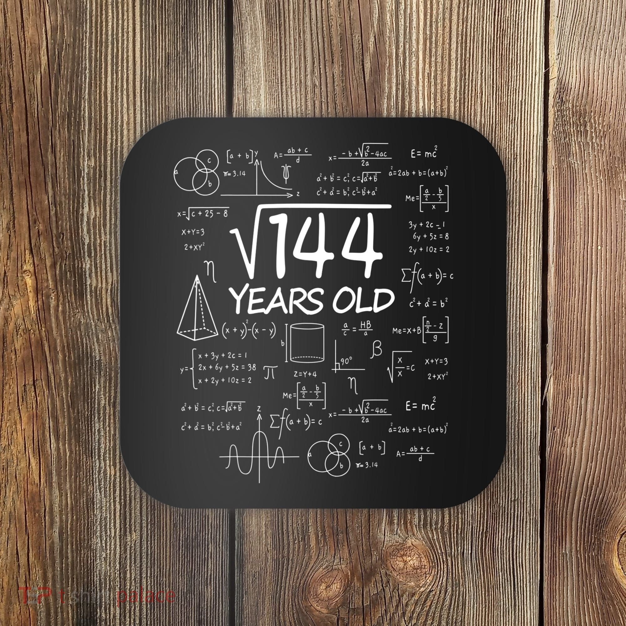 Funny 12th Birthday 144 Math Square Root Coaster