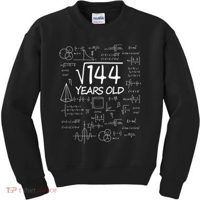 Funny 12th Birthday 144 Math Square Root Kids Sweatshirt