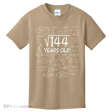Funny 12th Birthday 144 Math Square Root Kids T-Shirt