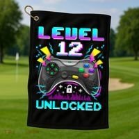 Funny 12th Birthday Video Game Gift Birthday Gaming Golf Towel thumb 1