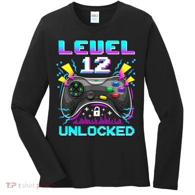 Funny 12th Birthday Video Game Gift Birthday Gaming Women's Long Sleeve Shirt