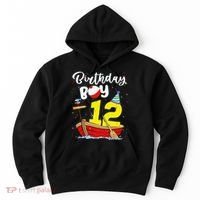 Fisherman 12th Birthday Fishing 12 Year Old Theme Bday Hoodie thumb 0