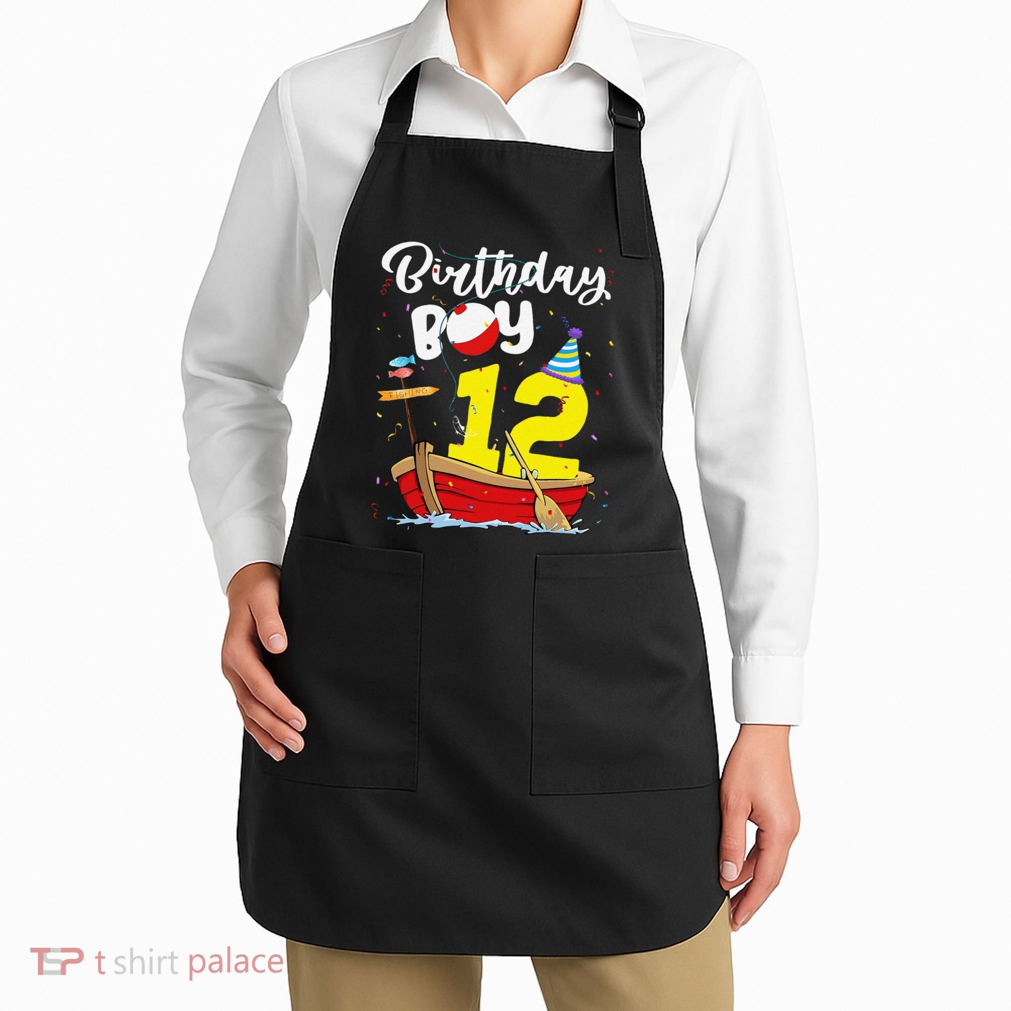 Fisherman 12th Birthday Fishing 12 Year Old Theme Bday Apron