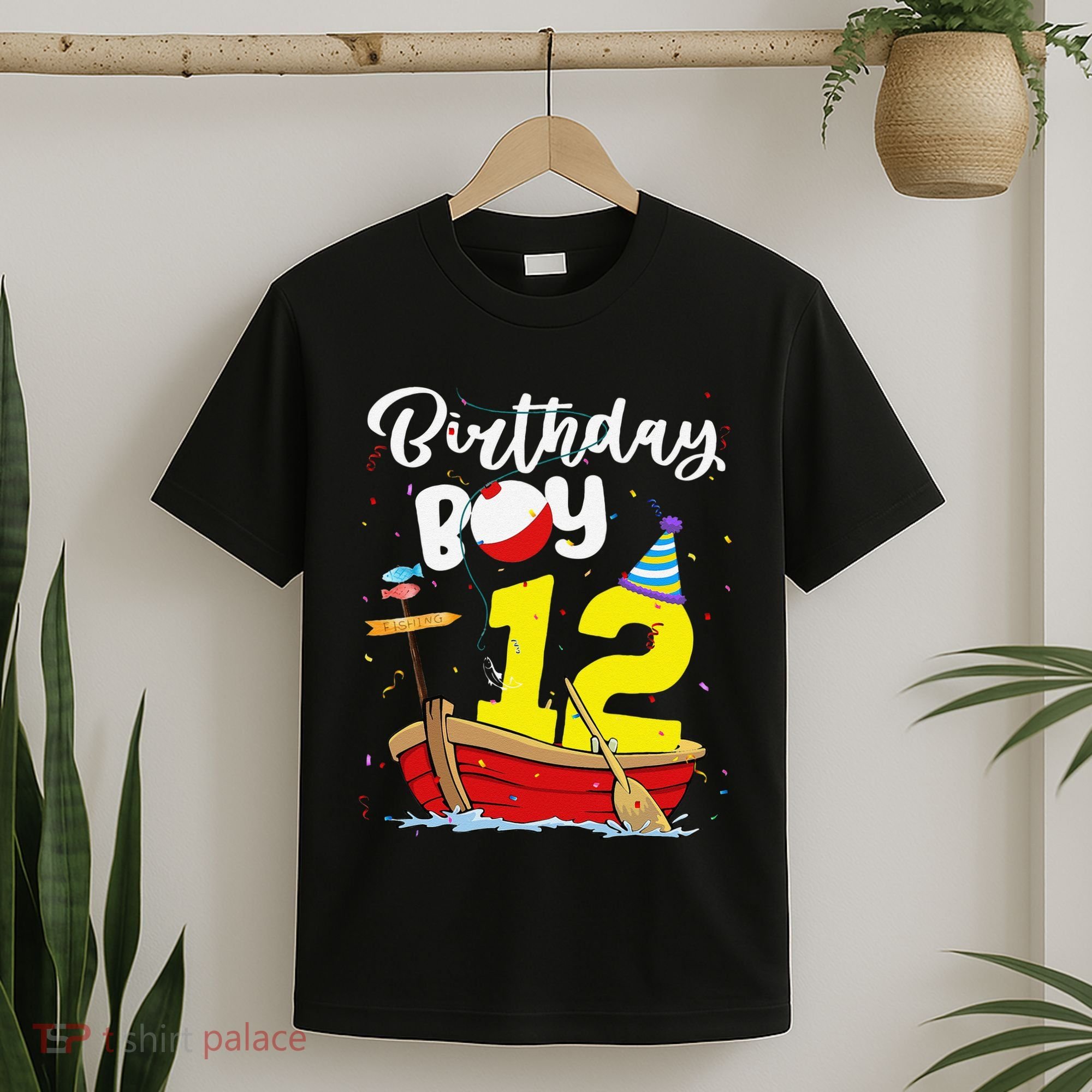 Fisherman 12th Birthday Fishing 12 Year Old Theme Bday T-Shirt