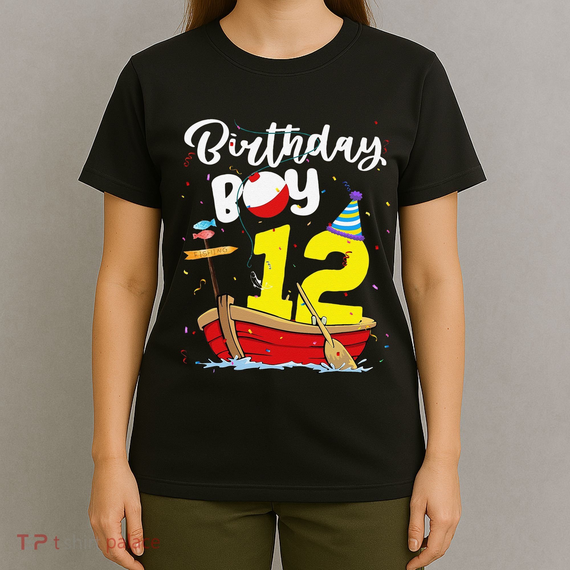 Fisherman 12th Birthday Fishing 12 Year Old Theme Bday T-Shirt