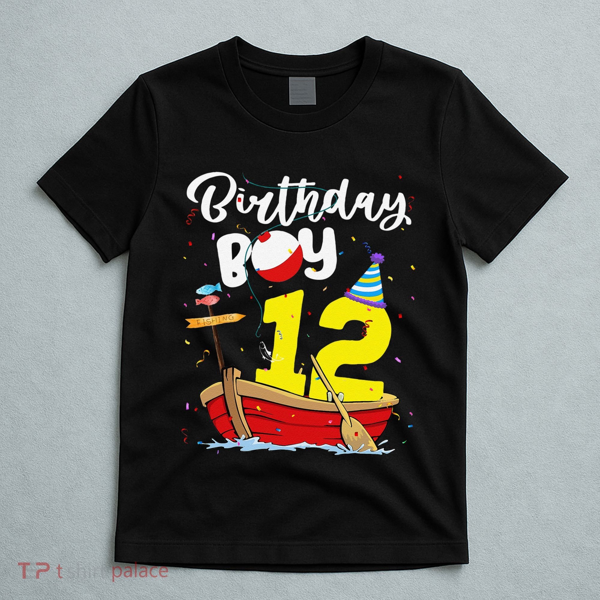 Fisherman 12th Birthday Fishing 12 Year Old Theme Bday T-Shirt