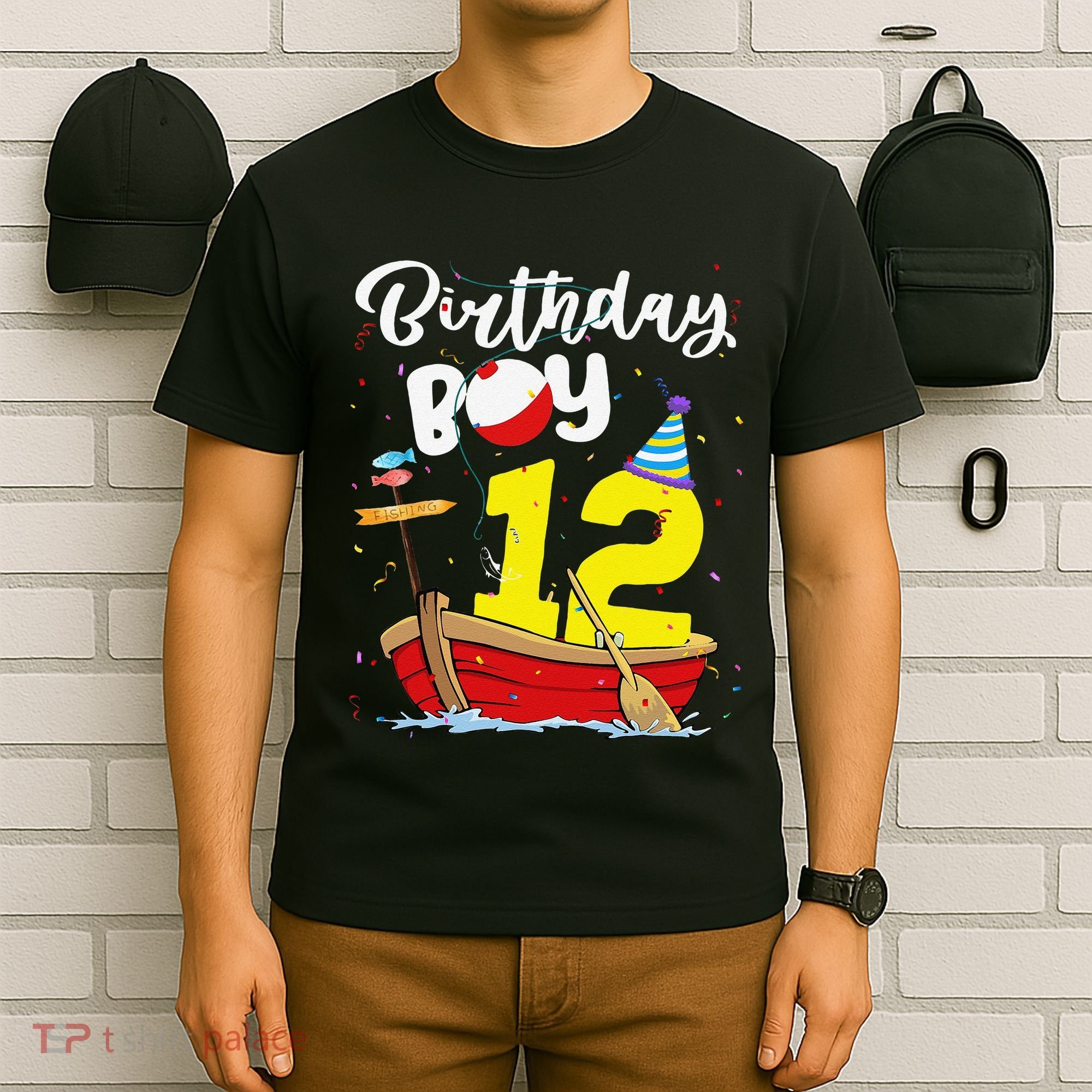 Fisherman 12th Birthday Fishing 12 Year Old Theme Bday T-Shirt