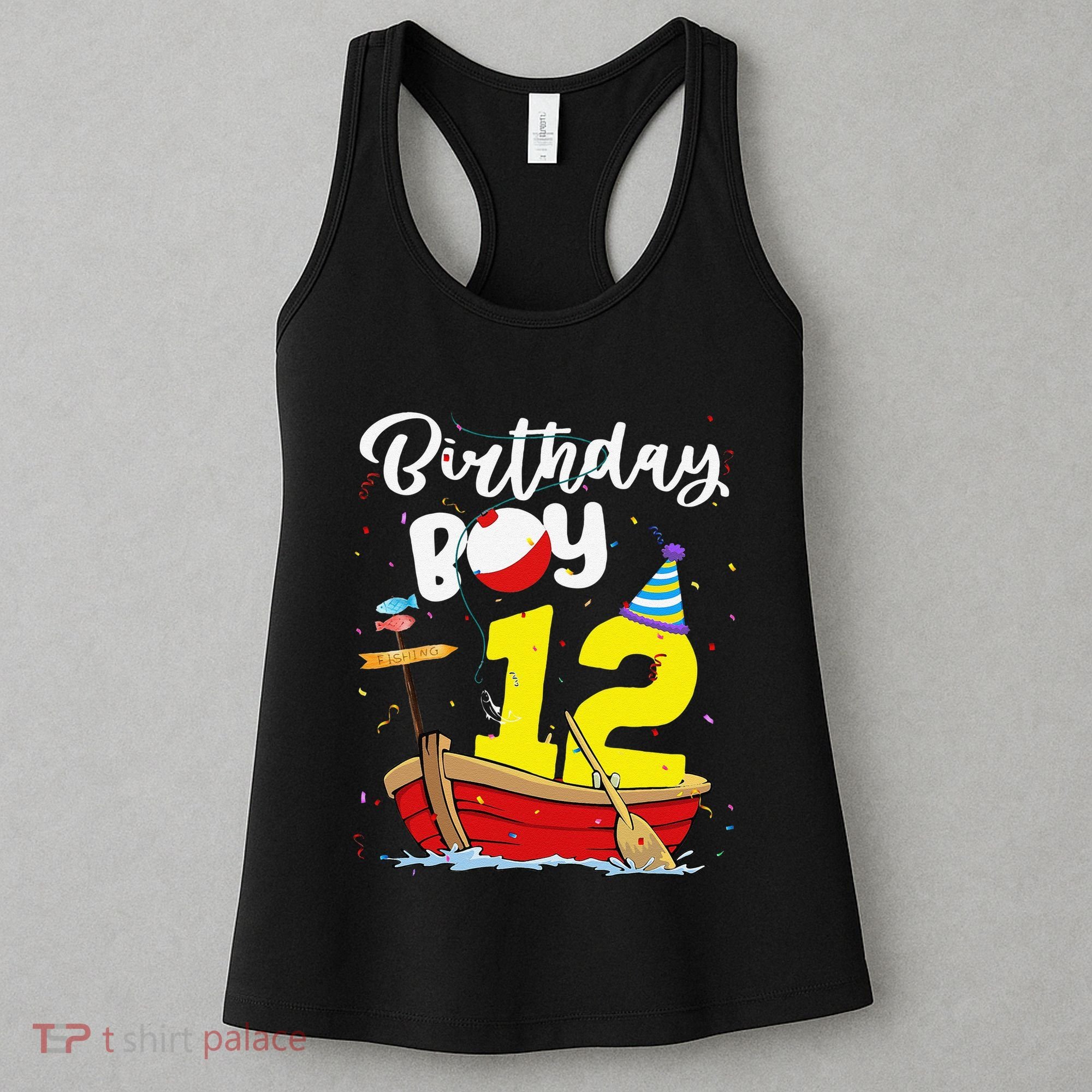 Fisherman 12th Birthday Fishing 12 Year Old Theme Bday Women's Tank Top