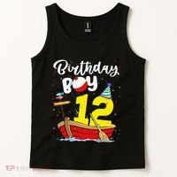 Fisherman 12th Birthday Fishing 12 Year Old Theme Bday Tank Top thumb 2