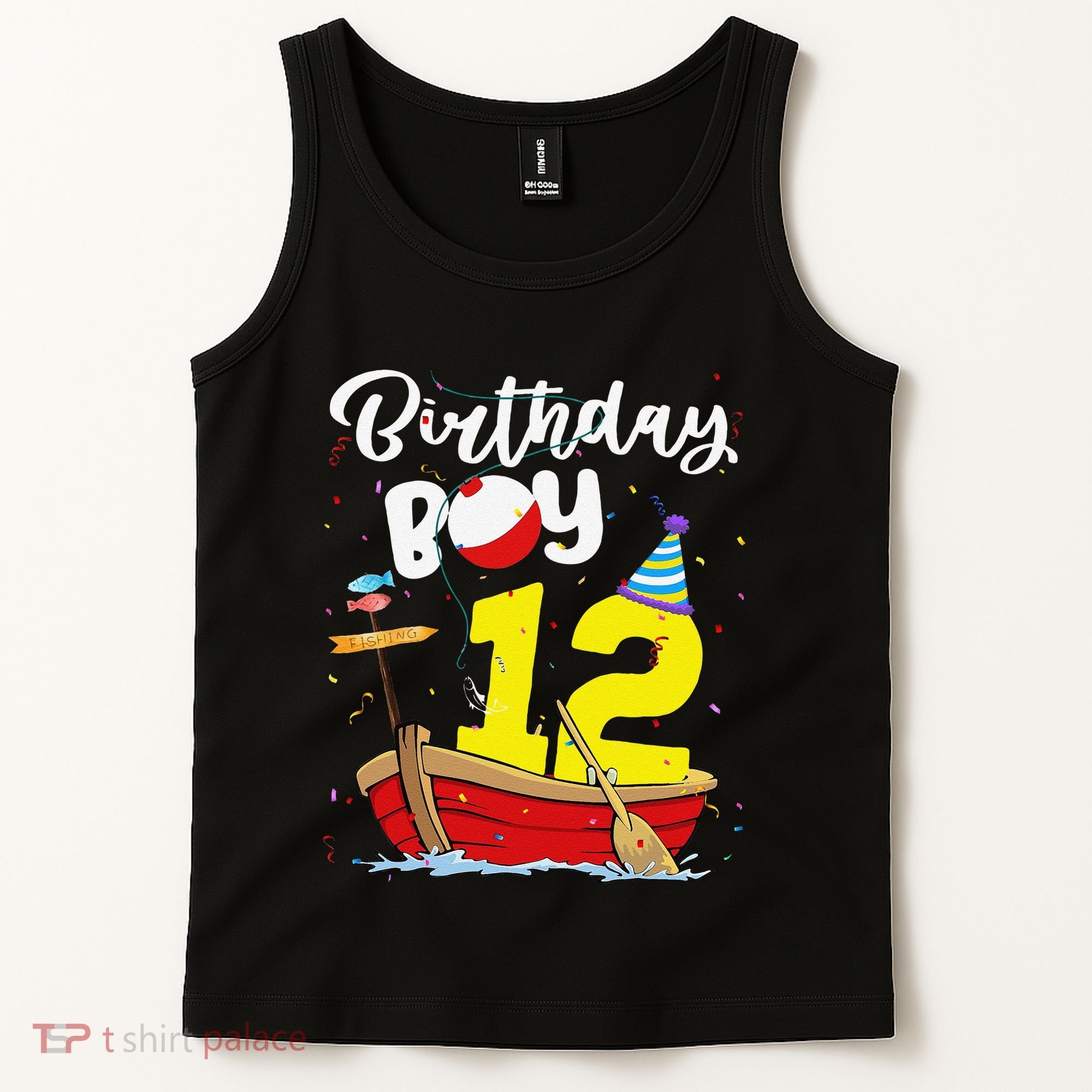 Fisherman 12th Birthday Fishing 12 Year Old Theme Bday Tank Top