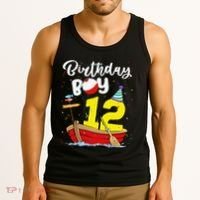 Fisherman 12th Birthday Fishing 12 Year Old Theme Bday Tank Top thumb 3