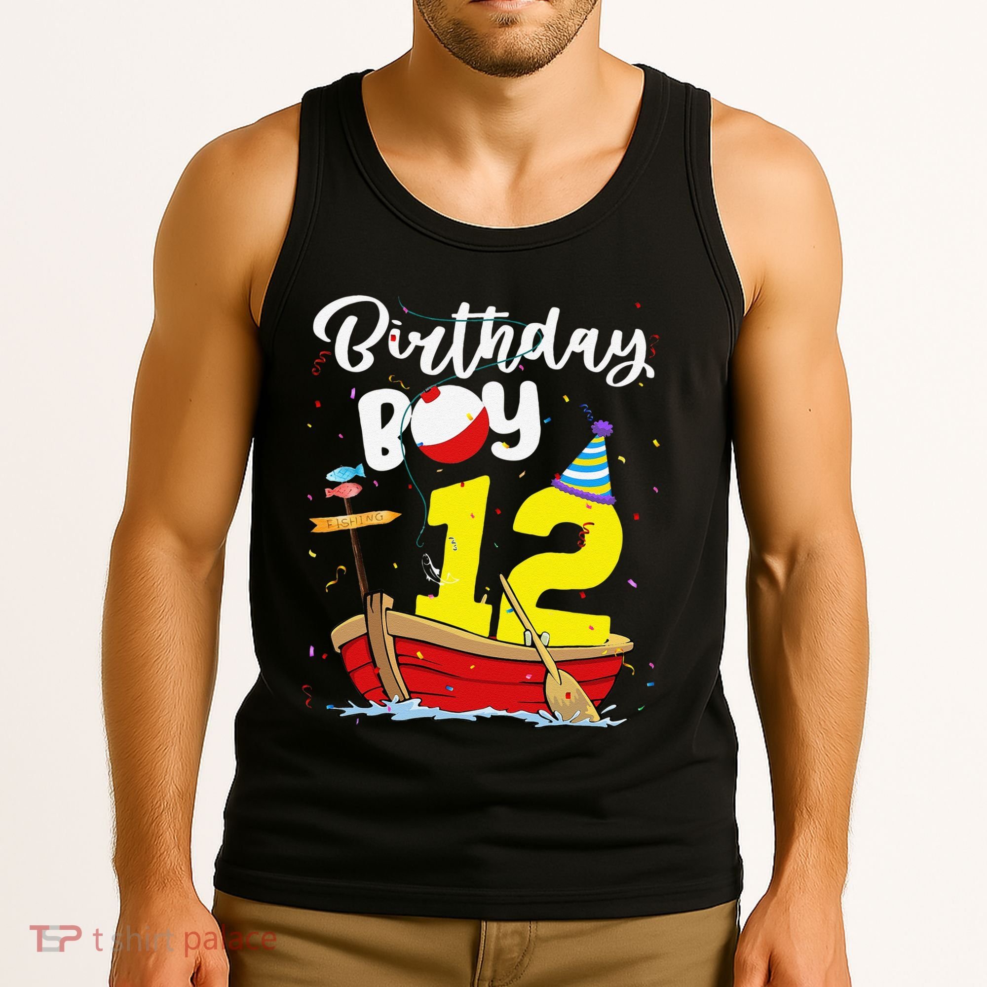 Fisherman 12th Birthday Fishing 12 Year Old Theme Bday Tank Top