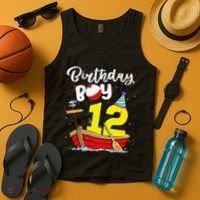 Fisherman 12th Birthday Fishing 12 Year Old Theme Bday Tank Top thumb 4