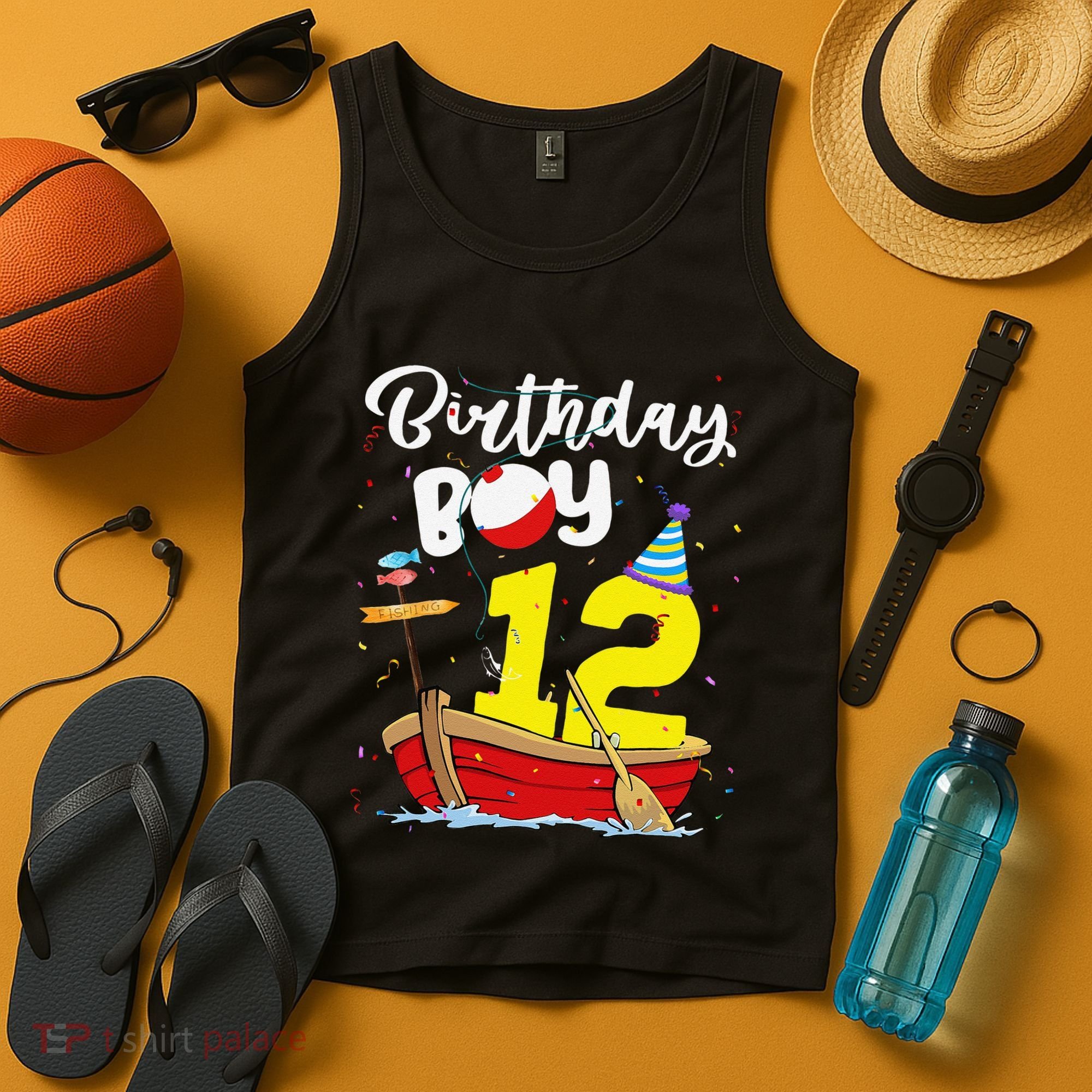 Fisherman 12th Birthday Fishing 12 Year Old Theme Bday Tank Top