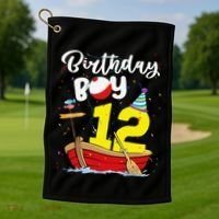 Fisherman 12th Birthday Fishing 12 Year Old Theme Bday Golf Towel thumb 1