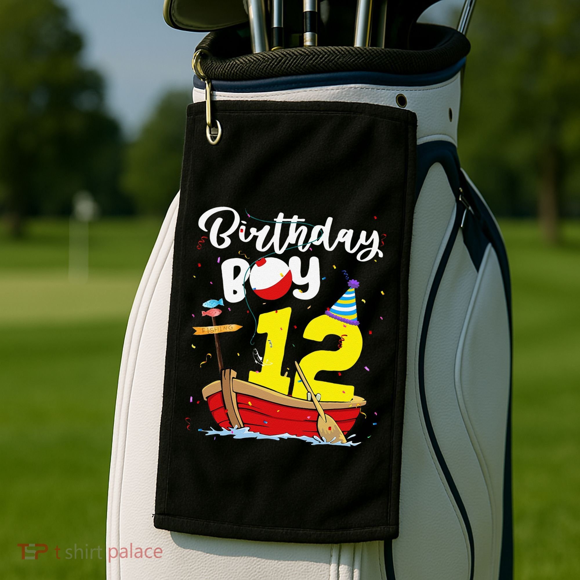 Fisherman 12th Birthday Fishing 12 Year Old Theme Bday Golf Towel