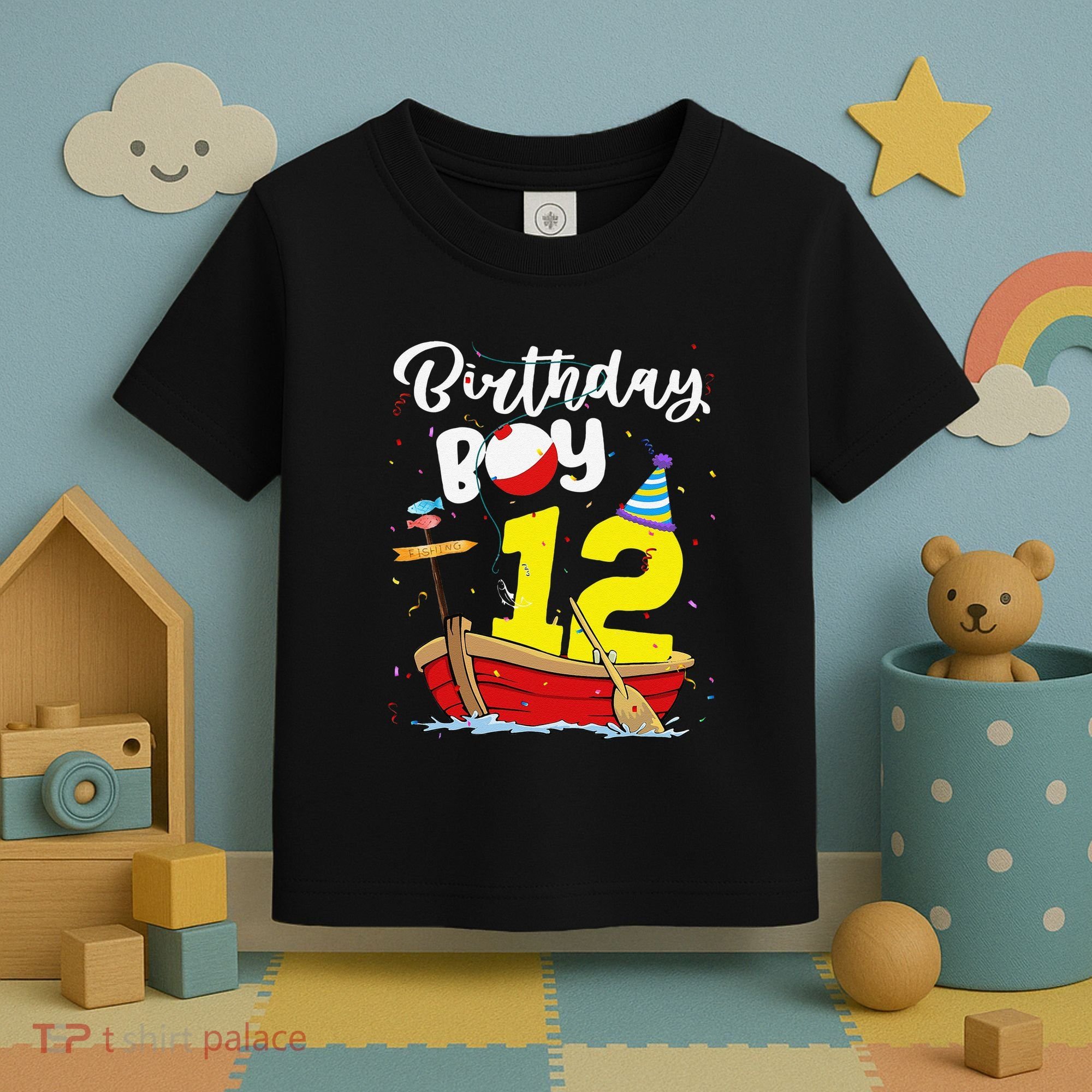 Fisherman 12th Birthday Fishing 12 Year Old Theme Bday Toddler T-Shirt