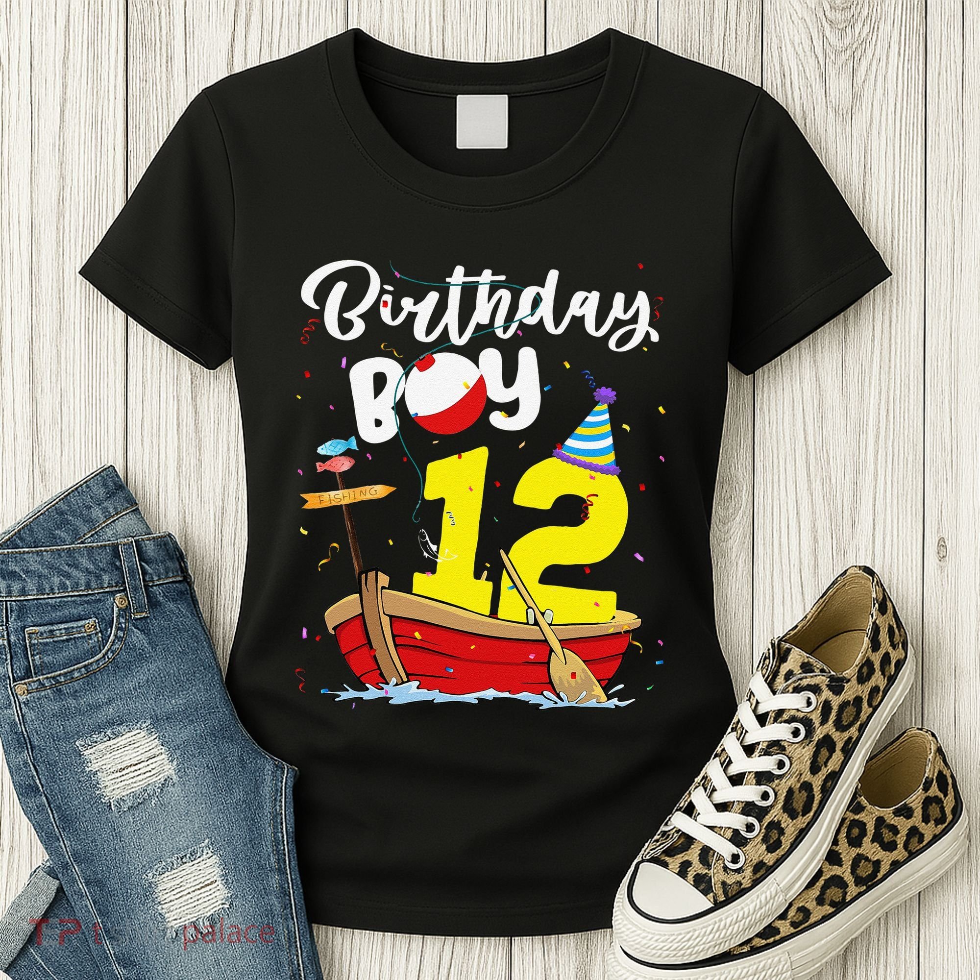 Fisherman 12th Birthday Fishing 12 Year Old Theme Bday Women's T-Shirt