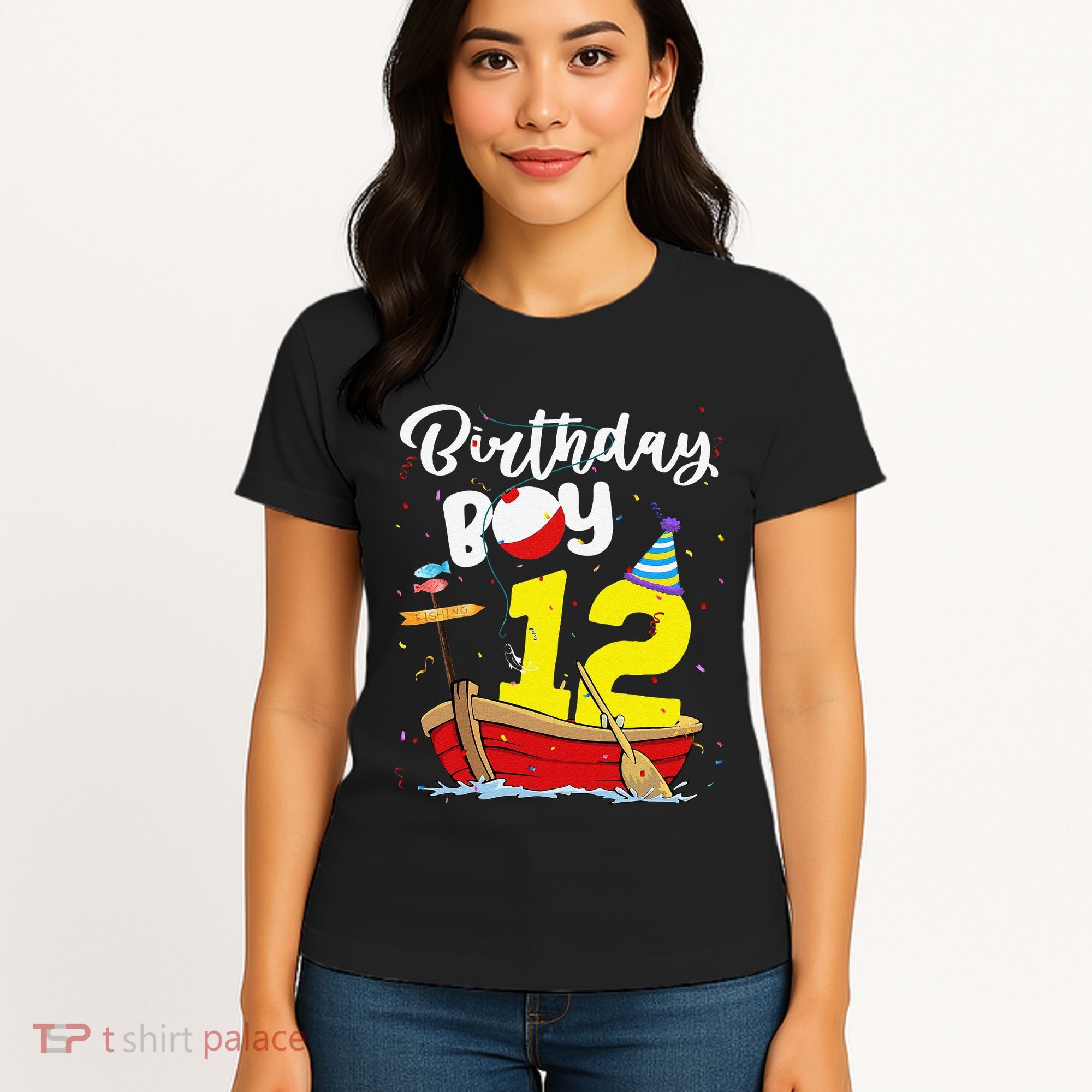 Fisherman 12th Birthday Fishing 12 Year Old Theme Bday Women's T-Shirt