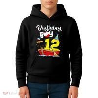 Fisherman 12th Birthday Fishing 12 Year Old Theme Bday Kids Hoodie thumb 4