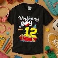 Fisherman 12th Birthday Fishing 12 Year Old Theme Bday Kids T-Shirt thumb 3