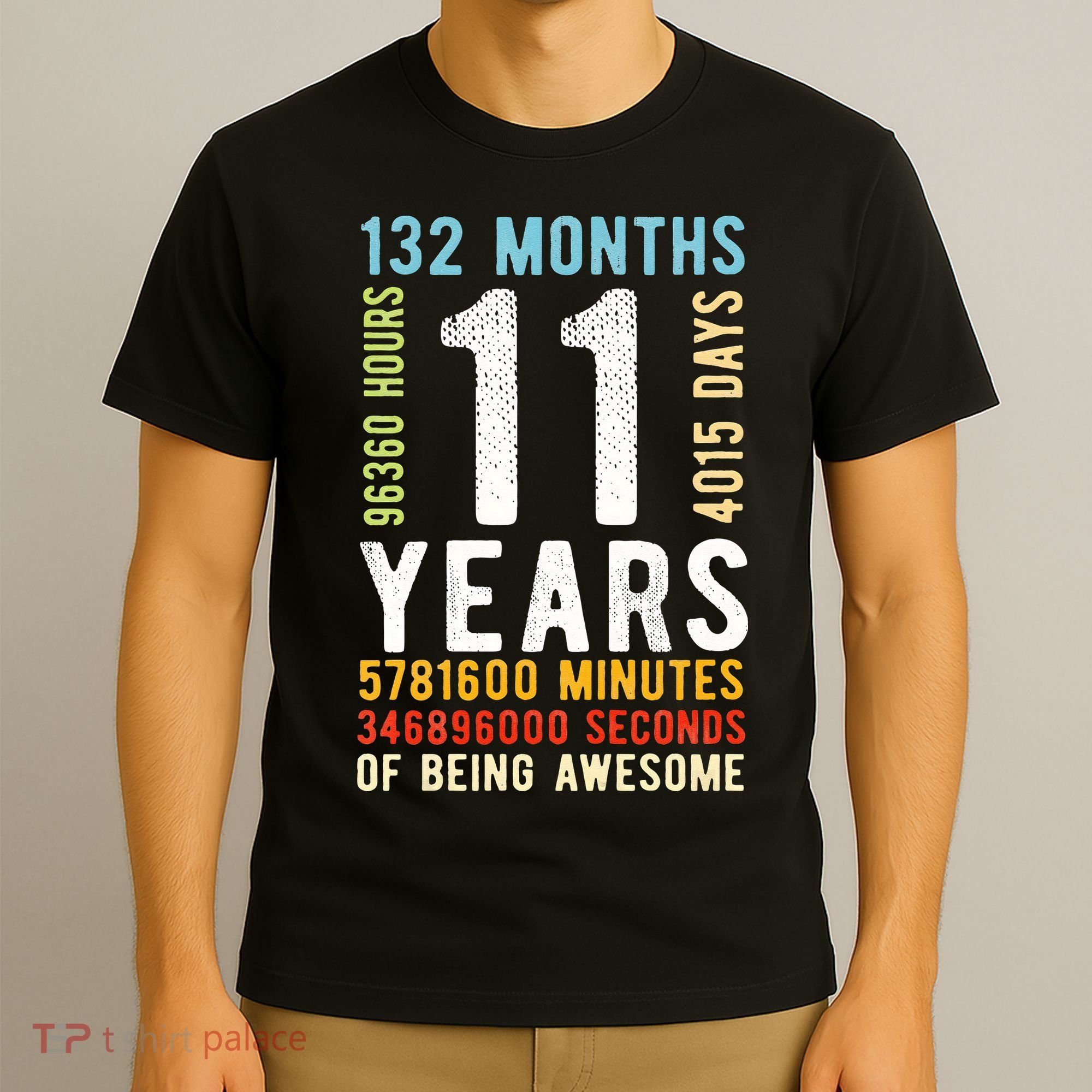 Funny 11th Birthday 11 Years Old Vintage Retro 132 Months T-Shirt