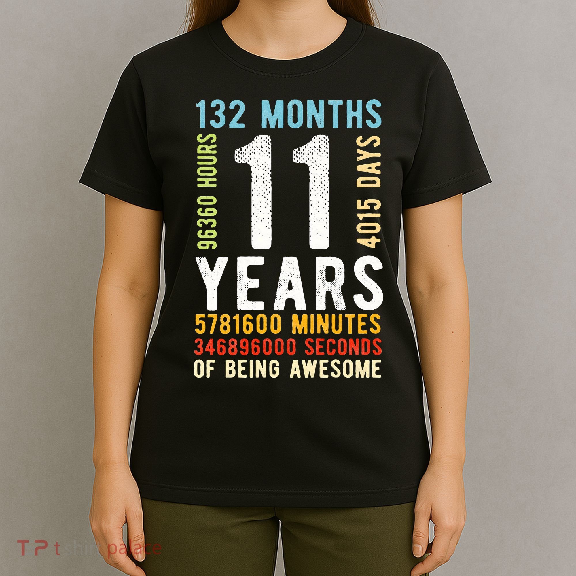 Funny 11th Birthday 11 Years Old Vintage Retro 132 Months T-Shirt