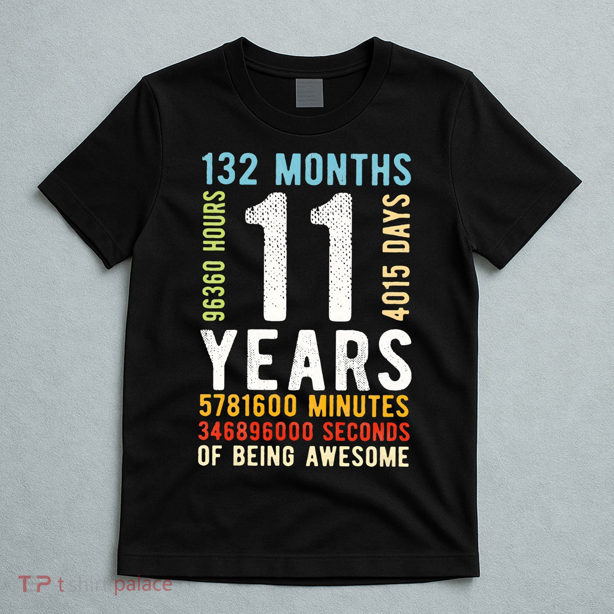 Funny 11th Birthday 11 Years Old Vintage Retro 132 Months T-Shirt