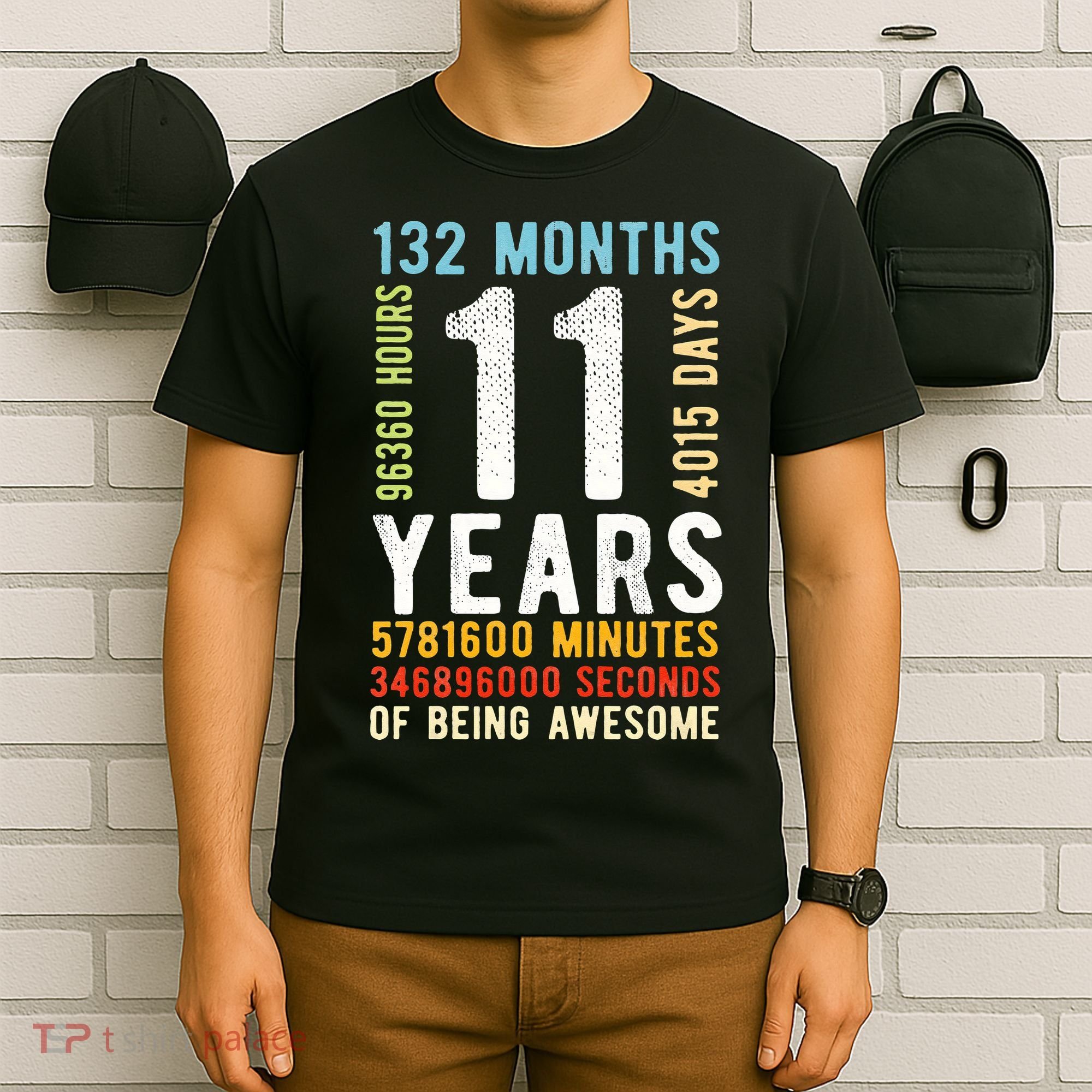 Funny 11th Birthday 11 Years Old Vintage Retro 132 Months T-Shirt