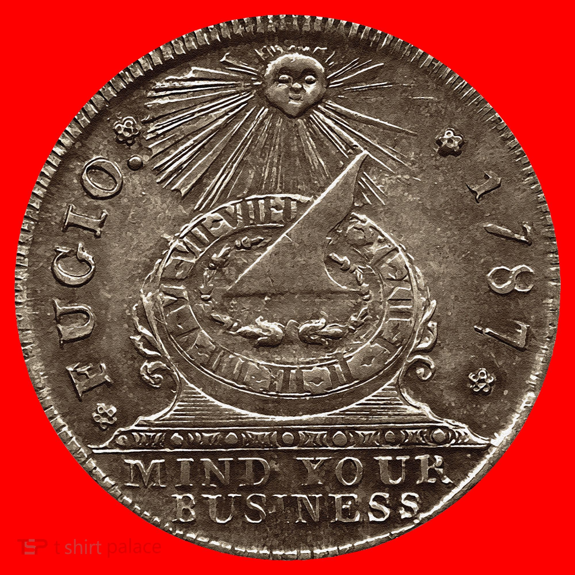 Fugio 1787 Cent Coin Mind Your Business United States Money Santa Hat