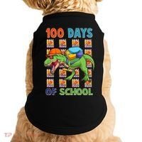 Funny 100 Days Of School Trex Dinosaur Doggie Tank thumb 0