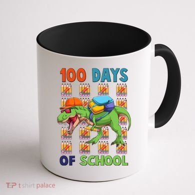 Funny 100 Days Of School Trex Dinosaur Coffee Mug back