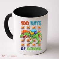Funny 100 Days Of School Trex Dinosaur Coffee Mug thumb 0