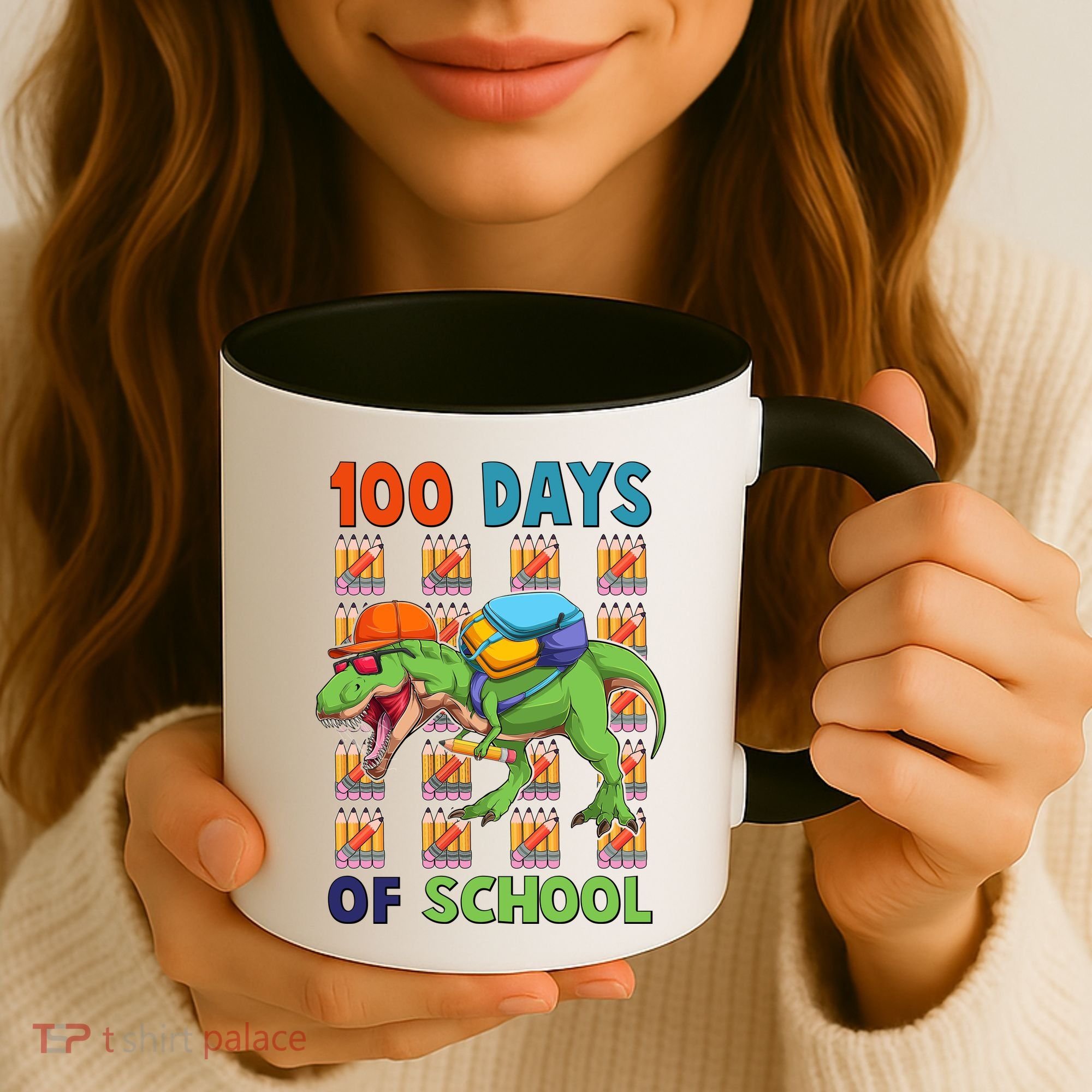 Funny 100 Days Of School Trex Dinosaur Coffee Mug
