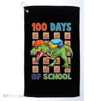 Funny 100 Days Of School Trex Dinosaur Golf Towel thumb 0
