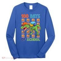 Funny 100 Days Of School Trex Dinosaur Long Sleeve Shirt thumb 0