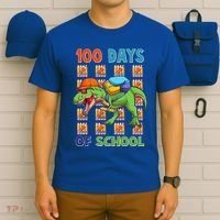 Funny 100 Days Of School Trex Dinosaur T-Shirt thumb 6
