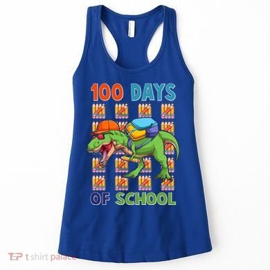 Funny 100 Days Of School Trex Dinosaur Women's Tank Top