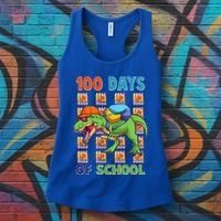 Funny 100 Days Of School Trex Dinosaur Women's Tank Top thumb 3