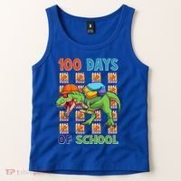 Funny 100 Days Of School Trex Dinosaur Tank Top thumb 2