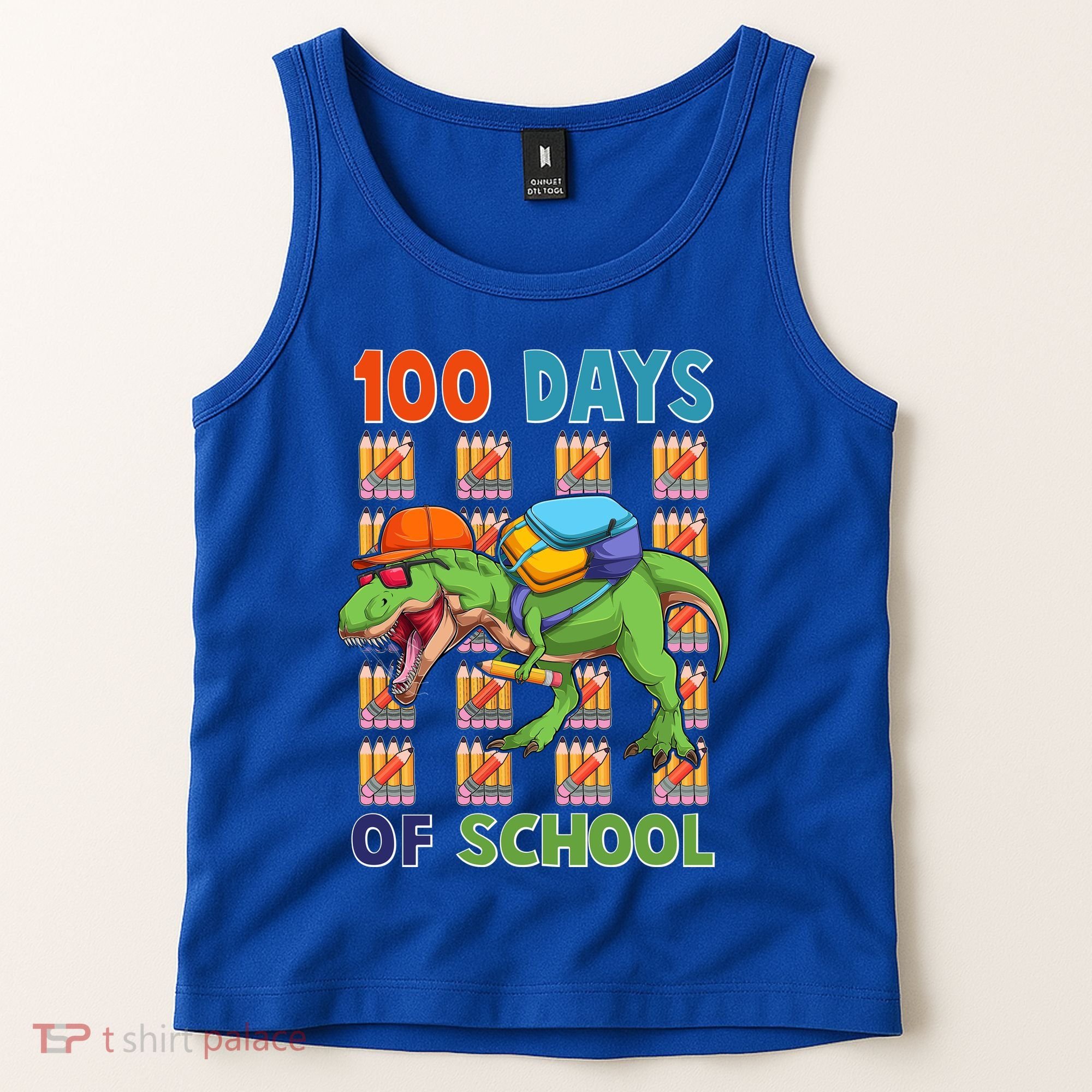 Funny 100 Days Of School Trex Dinosaur Tank Top