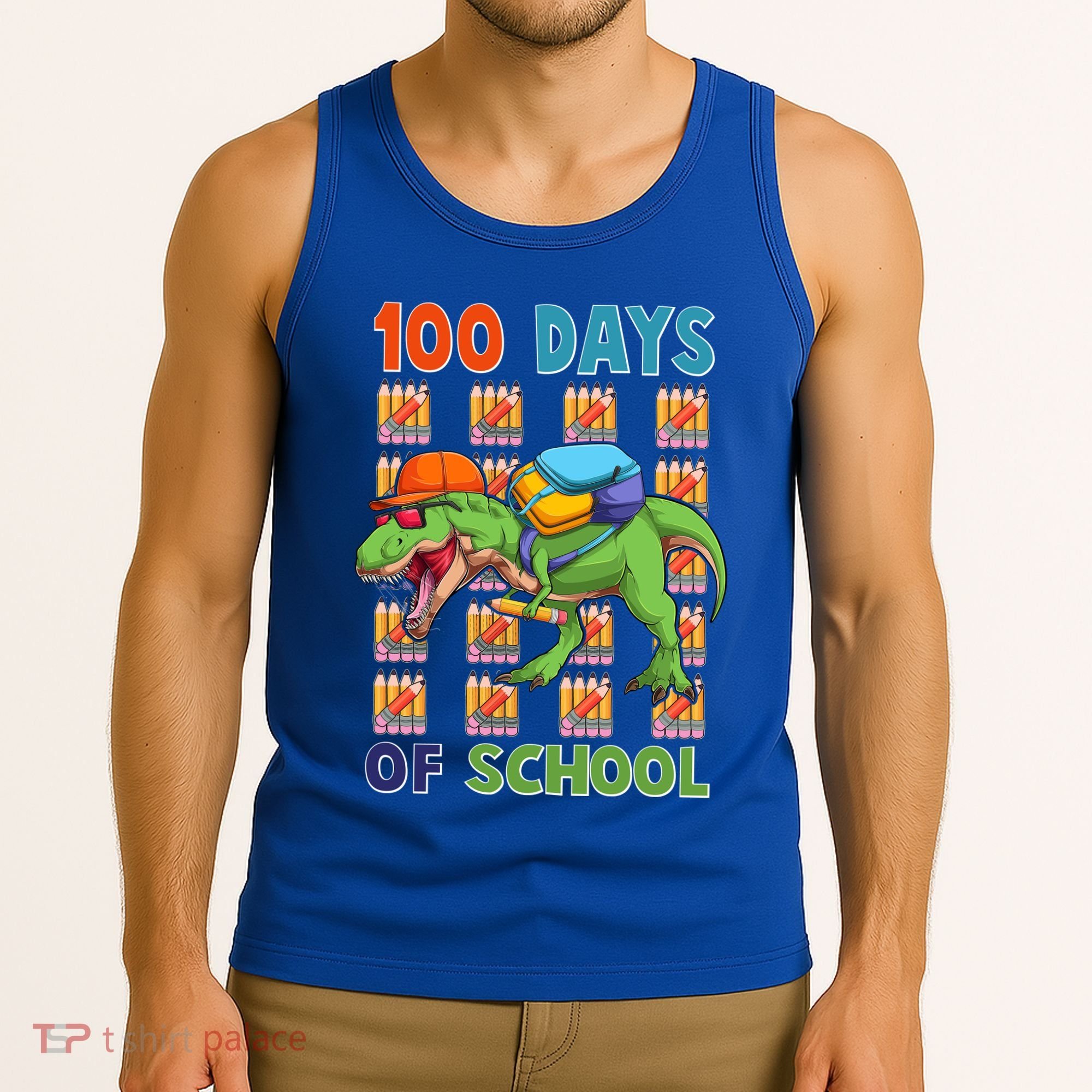 Funny 100 Days Of School Trex Dinosaur Tank Top