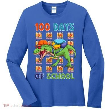Funny 100 Days Of School Trex Dinosaur Women's Long Sleeve Shirt