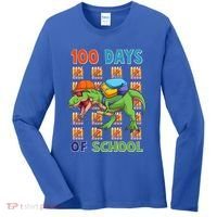 Funny 100 Days Of School Trex Dinosaur Women's Long Sleeve Shirt thumb 0