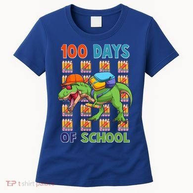 Funny 100 Days Of School Trex Dinosaur Women's T-Shirt