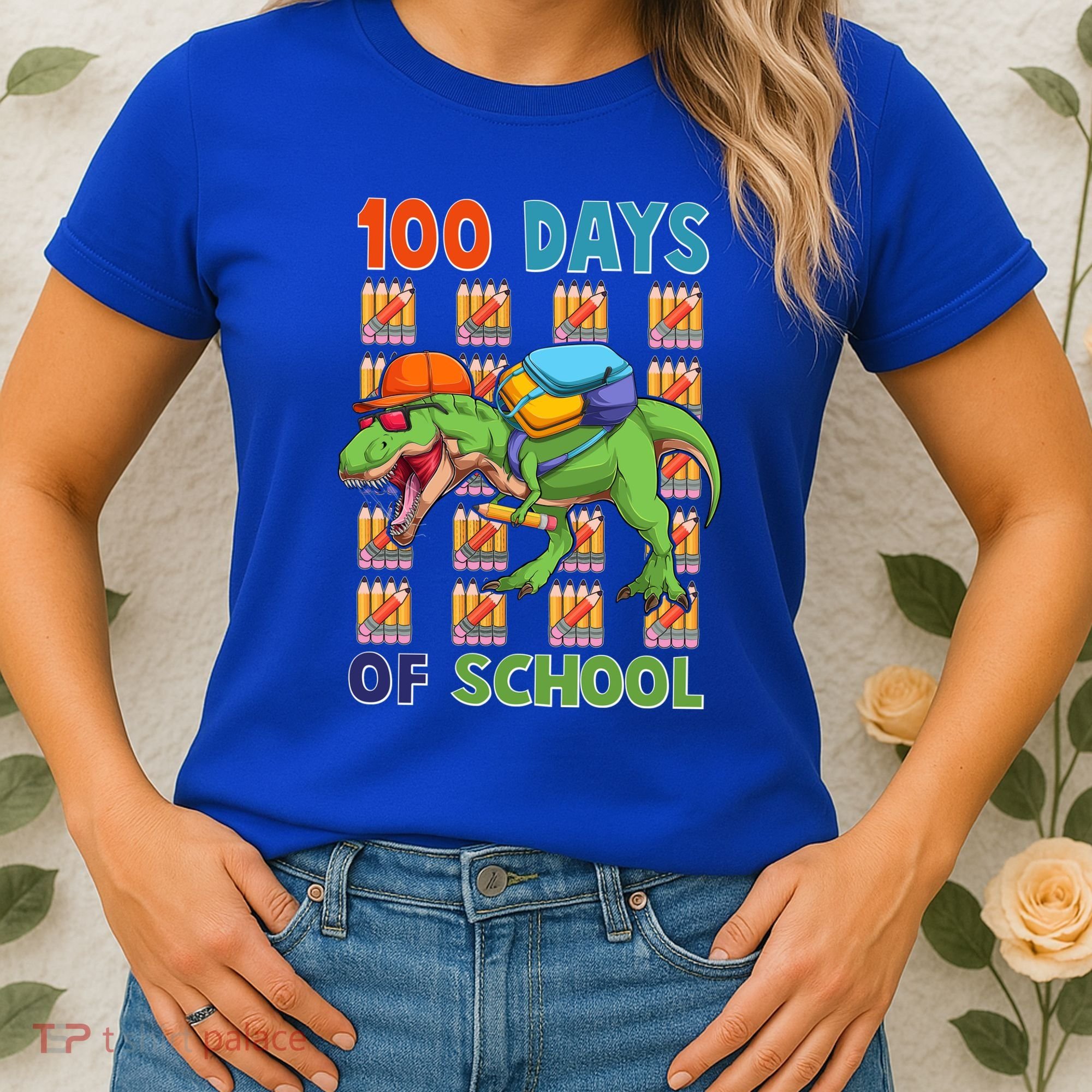 Funny 100 Days Of School Trex Dinosaur Women's T-Shirt