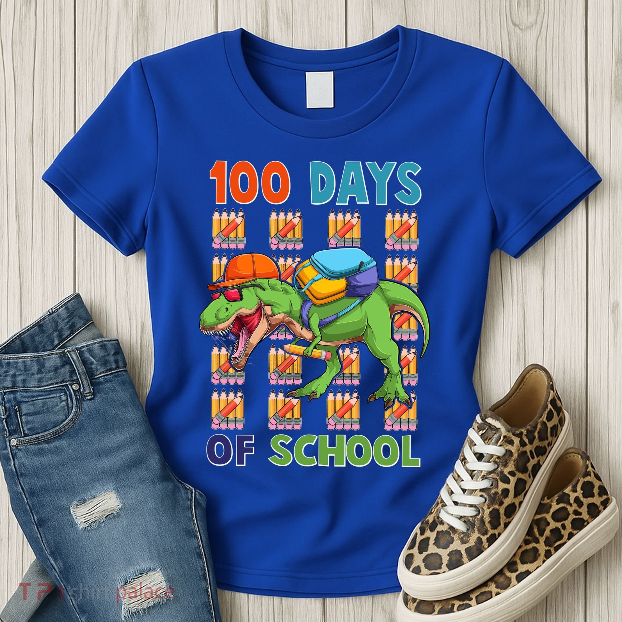 Funny 100 Days Of School Trex Dinosaur Women's T-Shirt