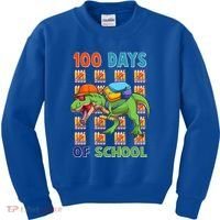 Funny 100 Days Of School Trex Dinosaur Kids Sweatshirt thumb 0