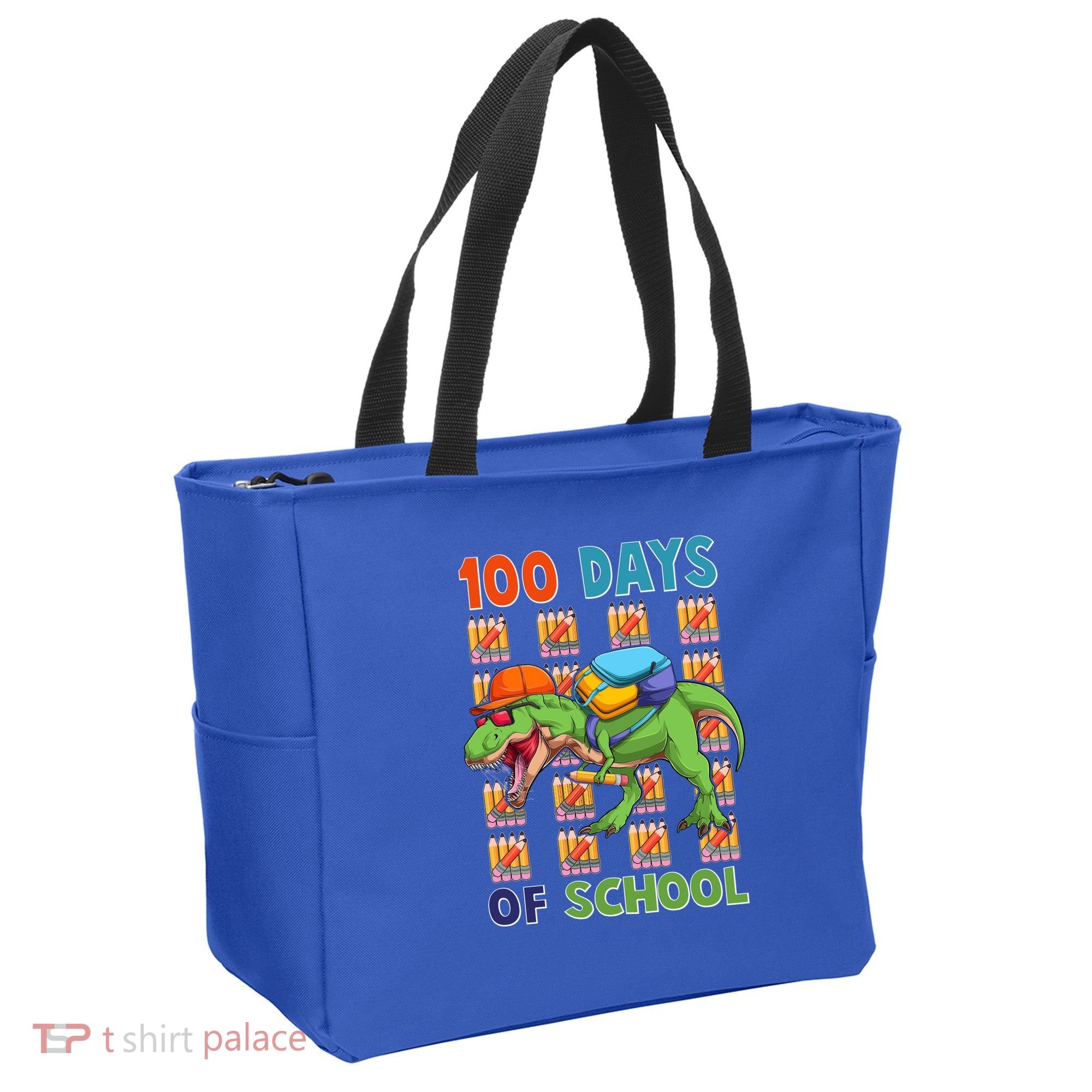 Funny 100 Days Of School Trex Dinosaur Tote Bag