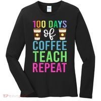 Funny 100 Days Of School For Teacher Coffee Women's Long Sleeve Shirt thumb 0